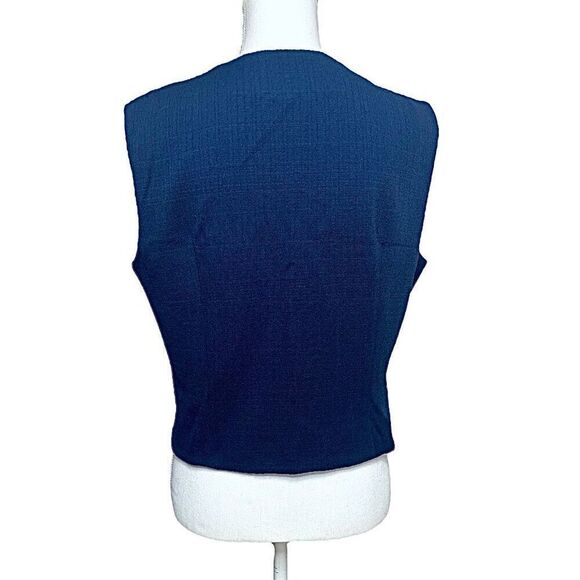 70’s Vintage Navy Blue Polyester Vest Handmade Sz M - Picture 2 of 6